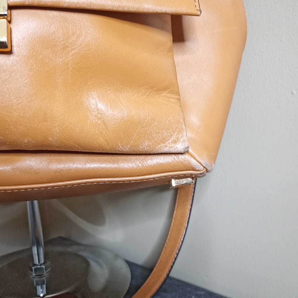 Michael Kors Carmel Tan leather Satchel Shoulder Crossbody Bag Multi-Pocket - Picture 7 of 14